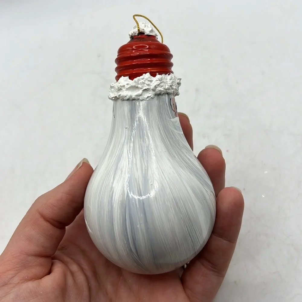 Vintage Handpainted Light Bulb Christmas Ornaments Santa Reindeer Collectible